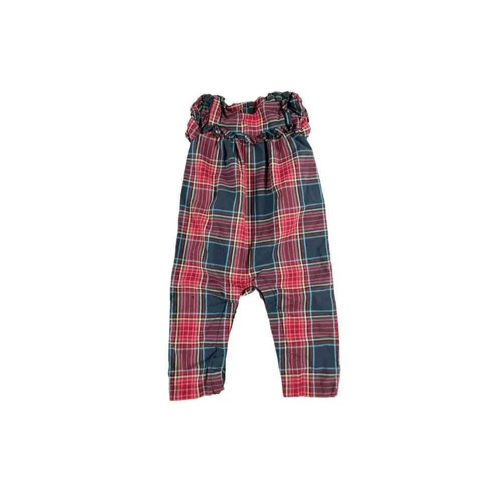 Tea Collection Matsuri Plaid Woven Romper Navy Red 12-18 Months
